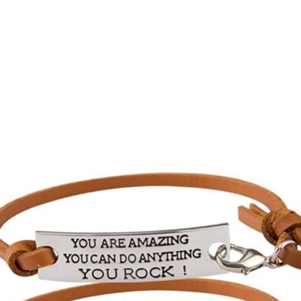 Genuine Leather Sterling Silver Inspo Bracelet